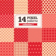 Set of pixel patterns - Valentine's Day