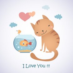Cat and fish Funny characters N2