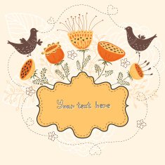 Cute banner with flowers and birds N2
