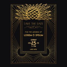 Wedding Invitation Card - Art Deco Vintage Style N17
