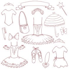 Vector vintage ballet school set N2