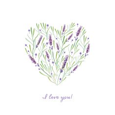 vector watercolor levender heart card
