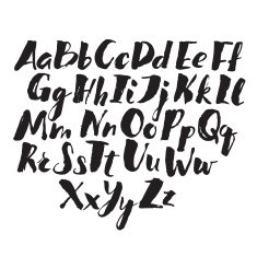 Hand drawn alphabet written with brush pen N7