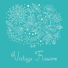 Vintage Festive card with flowers and pomegranate N3