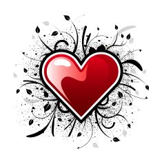 Floral valentine heart with grunge background