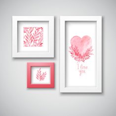 Set watercolor Pictures Valentine's Day Seamless pattern