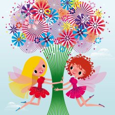 Two Fairies Holding a Bouquet