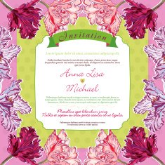 Vintage Wedding Invitation with Tulips N4