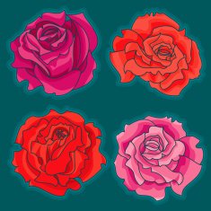 Set of Four Roses N2