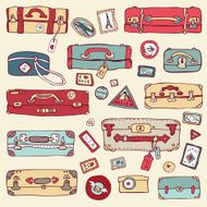 Vintage suitcases set Travel Vector illustration N8