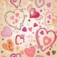 Hand-drawn Valentine`s day pattern