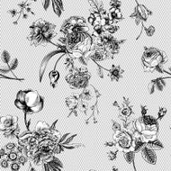 Seamless vector vintage pattern with Victorian bouquet N14