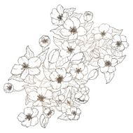 Vector graphic floral card isolated on the white background
