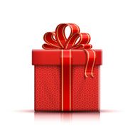 Red gift box with ribbon and bow N2