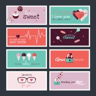 Set of flat design Valentines day greeting cards and banners N2