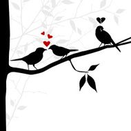 vector birds on tree branch - lovelorn sparrow