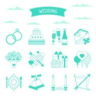 Set of retro wedding icons and design elements N3