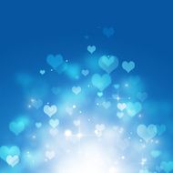 Rising Hearts on Blue Background N2