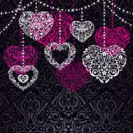 Hanging Hearts on Black