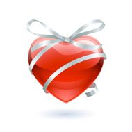 Glass Heart With Ribbon