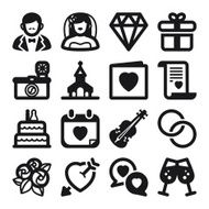 Wedding flat icons Black