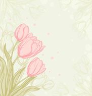 Abstract romantic vector background with tulips
