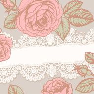 White Lace Pink Roses Card N2