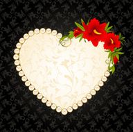 Red orchids with lace ornaments on heart Vector