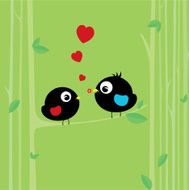 Love birds dating in the forest