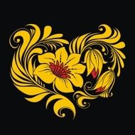 Heart in Russian traditional style Khokhloma