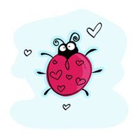 St Valentine&#039;s day greeting card whith ladybird and hearts