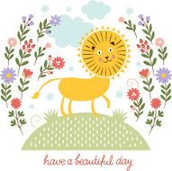 cute lion and flowers N2