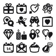 Valentines Day flat icons Black N2