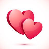 Bright red isolated vector hearts
