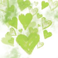 Watercolor background with hearts