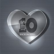 Vector glass heart on metal background Eps 10