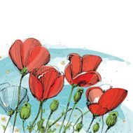Floral frame design with poppies