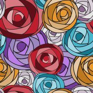 Colored art rose seamless pattern