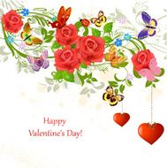 Floral ornament with hearts for your design N2