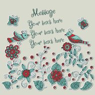 Vintage background with birds and flowers