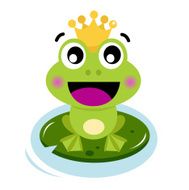Cute surprised Frog Prince isolated on white