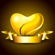Golden heart with ribbon EPS 10