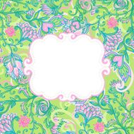 Vintage colorful romantic floral frame with hearts