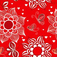 Holidays Valentine Pattern with butterfly and flowers