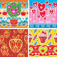 Set of pattern with hearts