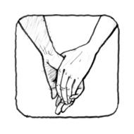 pencil drawing of holdings hands