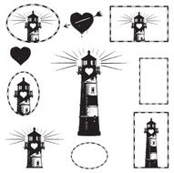 Lighthouse and Romance Design Elements