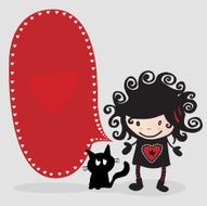 Grunge girl with heart speech bubble