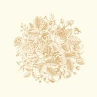 Vintage floral vector bouquet with gold summer garden flowers