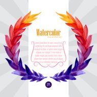 Watercolor template with wreath of colorful leaves N3
